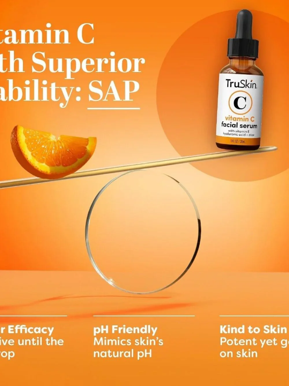 TruSkin Brightening Vitamin C Serum for Face with Hyaluronic Acid, 1 fl oz